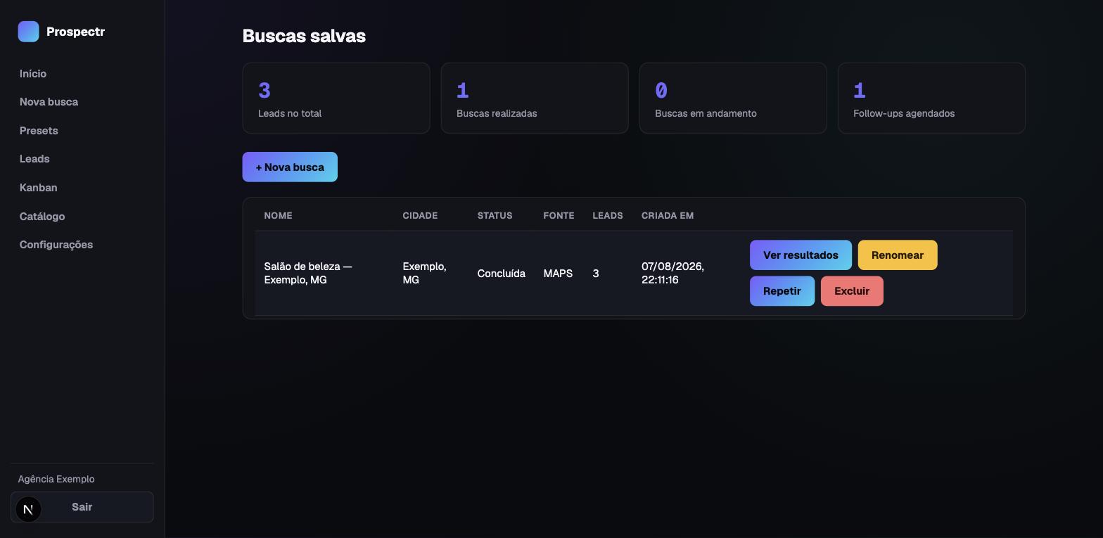 Tela de buscas salvas do Nextprospect