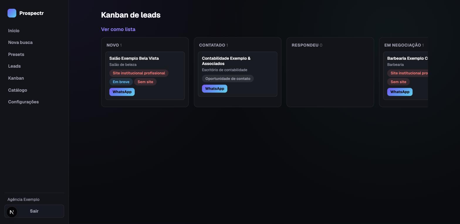Kanban de leads do Nextprospect